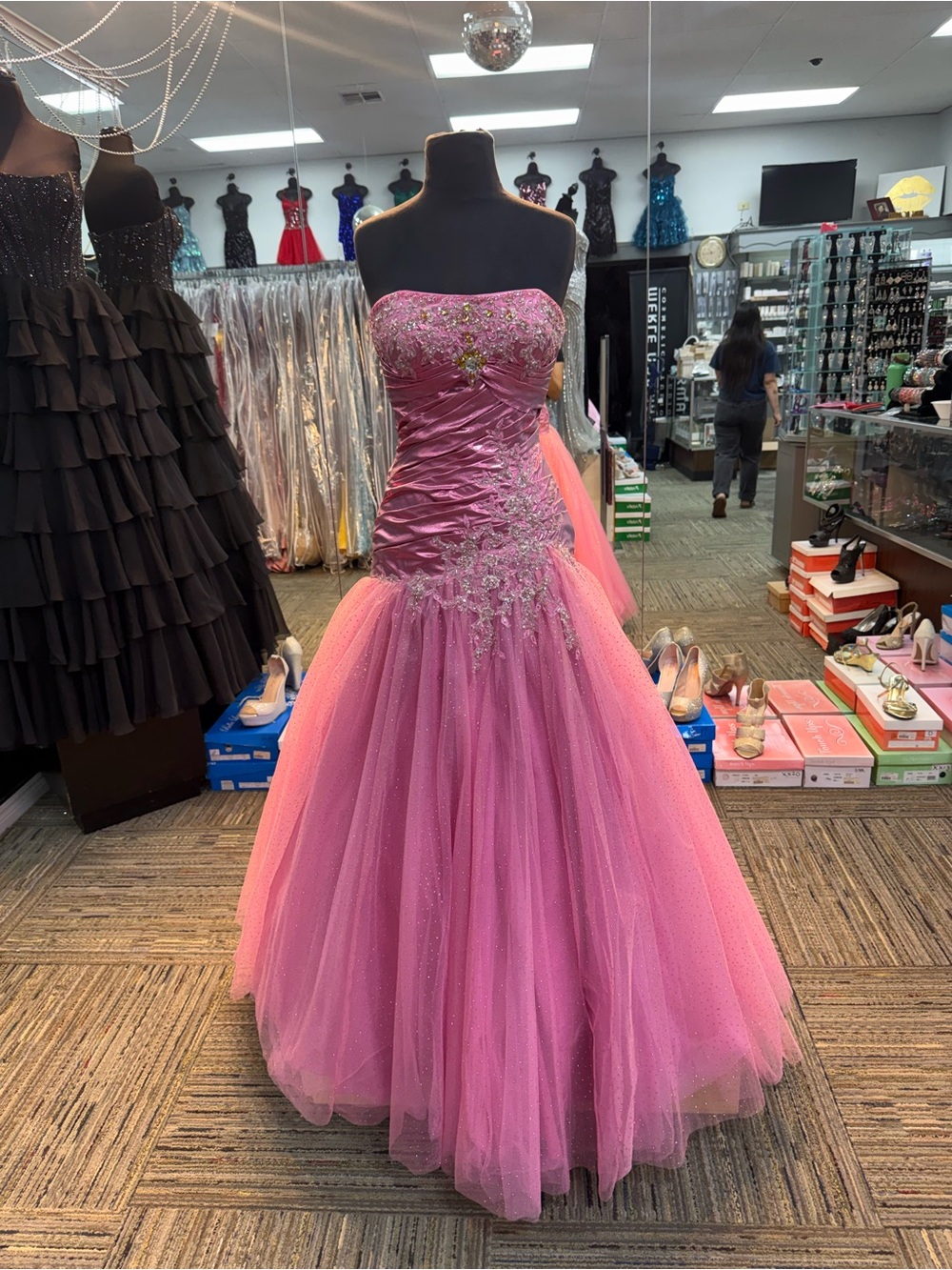 ALYCE SZ-4 6337 PINK STRAPLESS FORMAL PAGEANT PROM DRESS